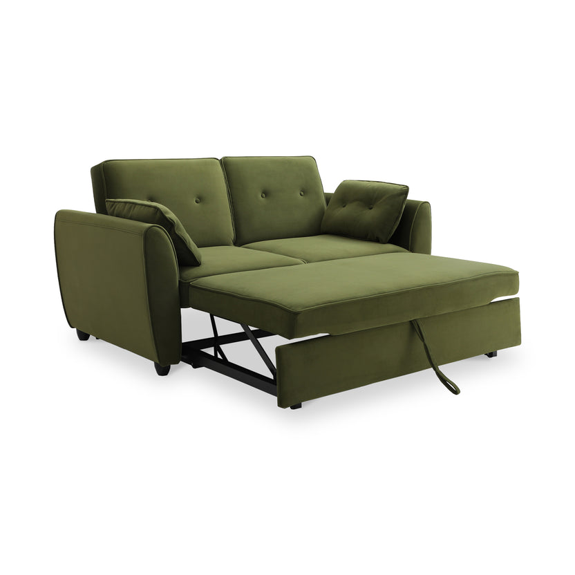 Willette Velvet 2 Seater Pop Up Sofa Bed Olive, Ink Blue Roseland