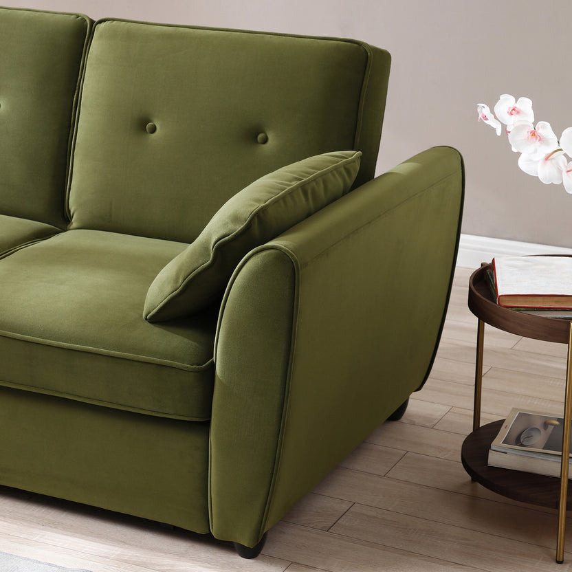 Willette Velvet 2 Seater Pop Up Sofa Bed Olive, Ink Blue Roseland