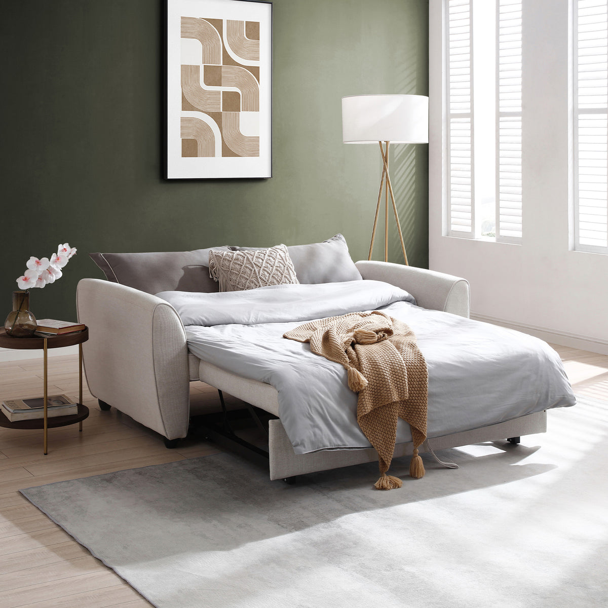 Willette 2 Seater Pop Up Sofa Bed Natural, Olive, Ink Blue Roseland