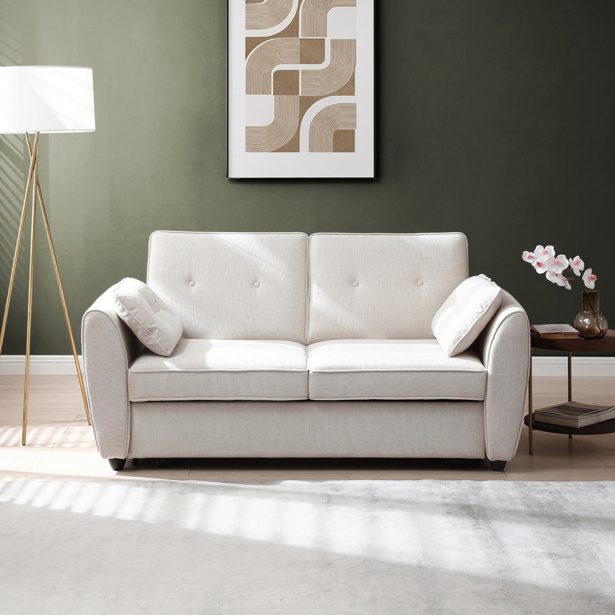 Willette 2 Seater Pop Up Sofa Bed Natural, Olive, Ink Blue Roseland