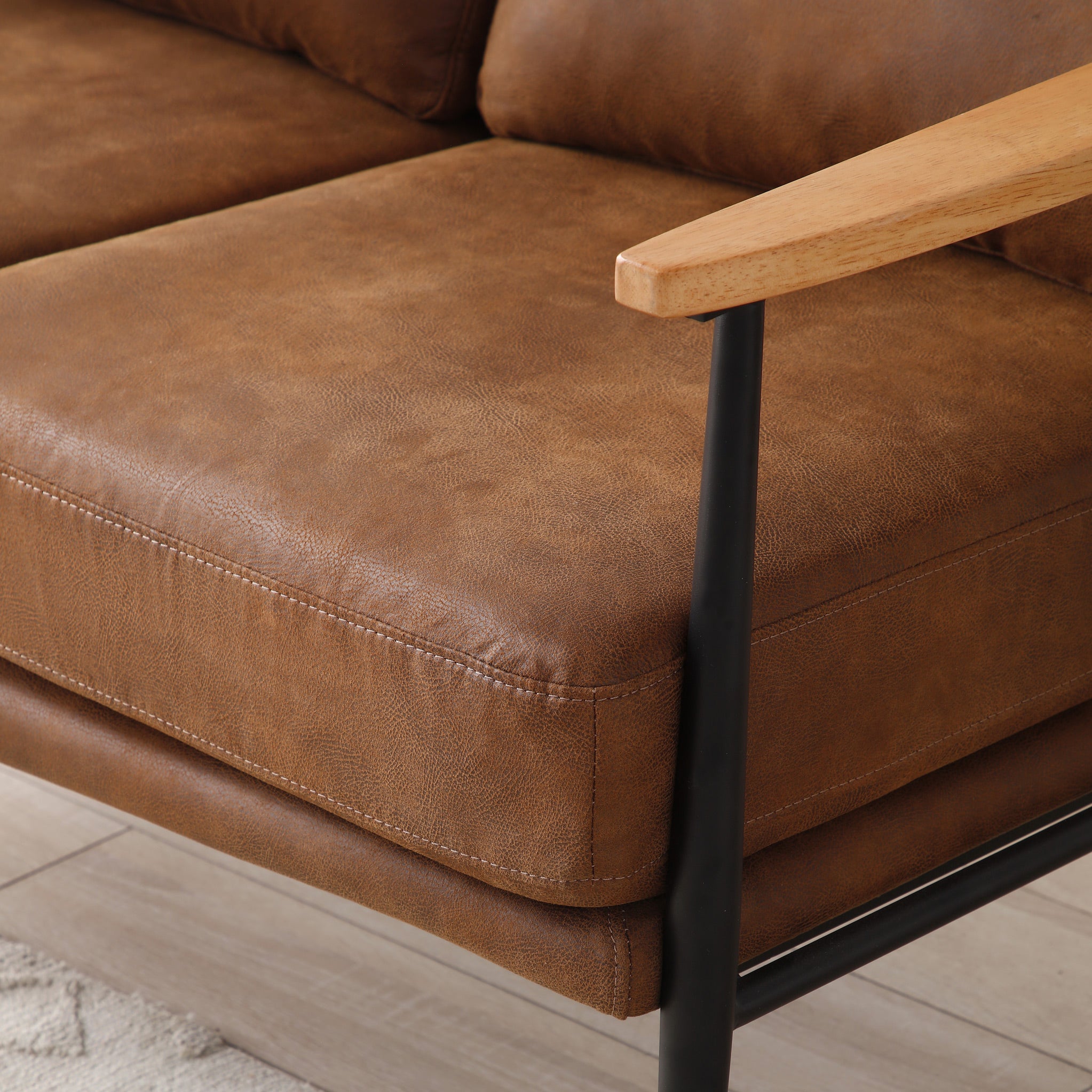 Brown outlet pleather couch