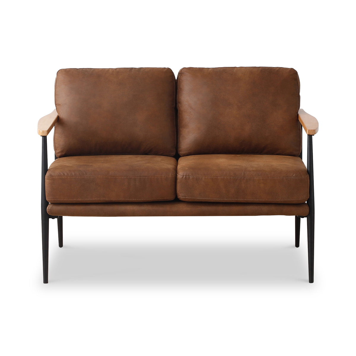 Harlem Brown Faux Leather 2 Seater Sofa from Roseland Furniture
