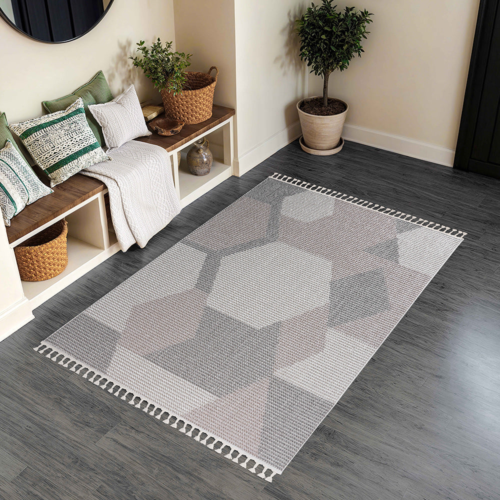 Vernell Flat and Loop Design Tassled Rug from Roseland Furniture
