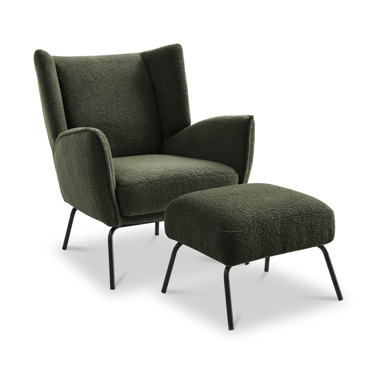 Knox Boucle Accent Chair with Footstool