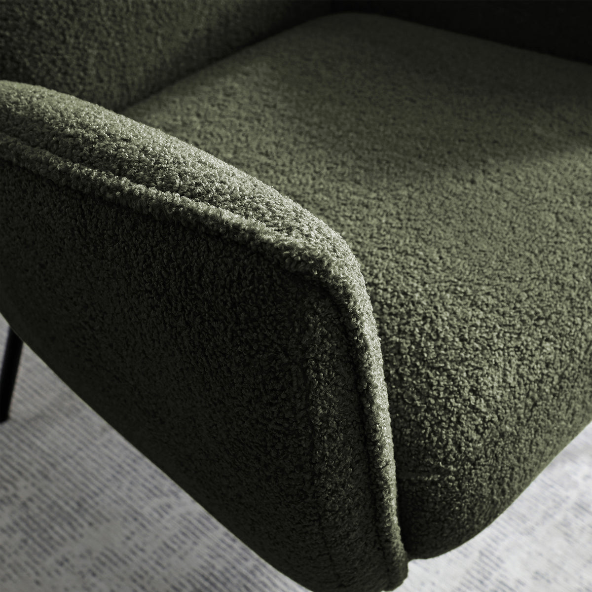 Knox Olive teddy boucle armchair with stool