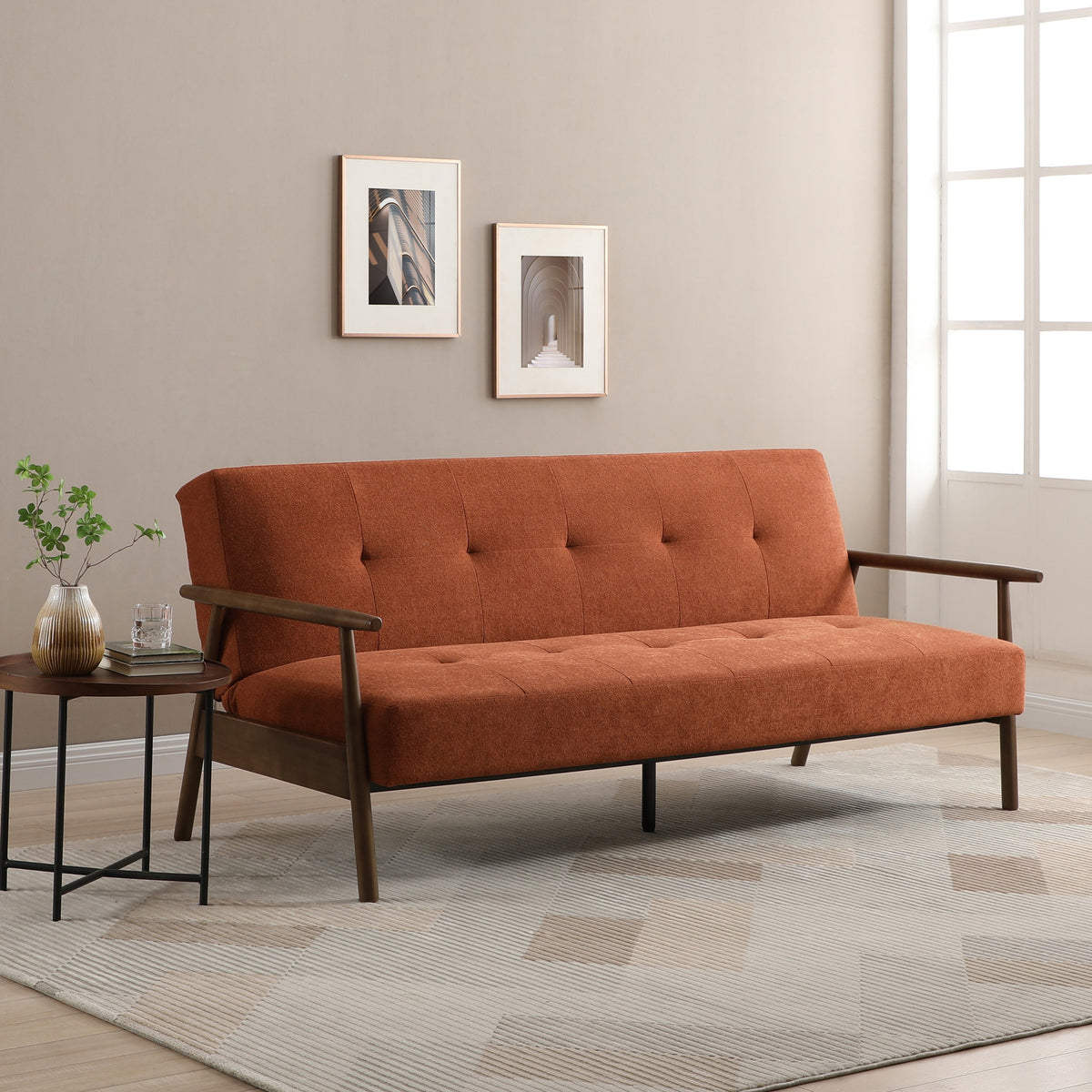 Frazier Button Back Sofa Bed Burnt Orange from Roseland Furniture