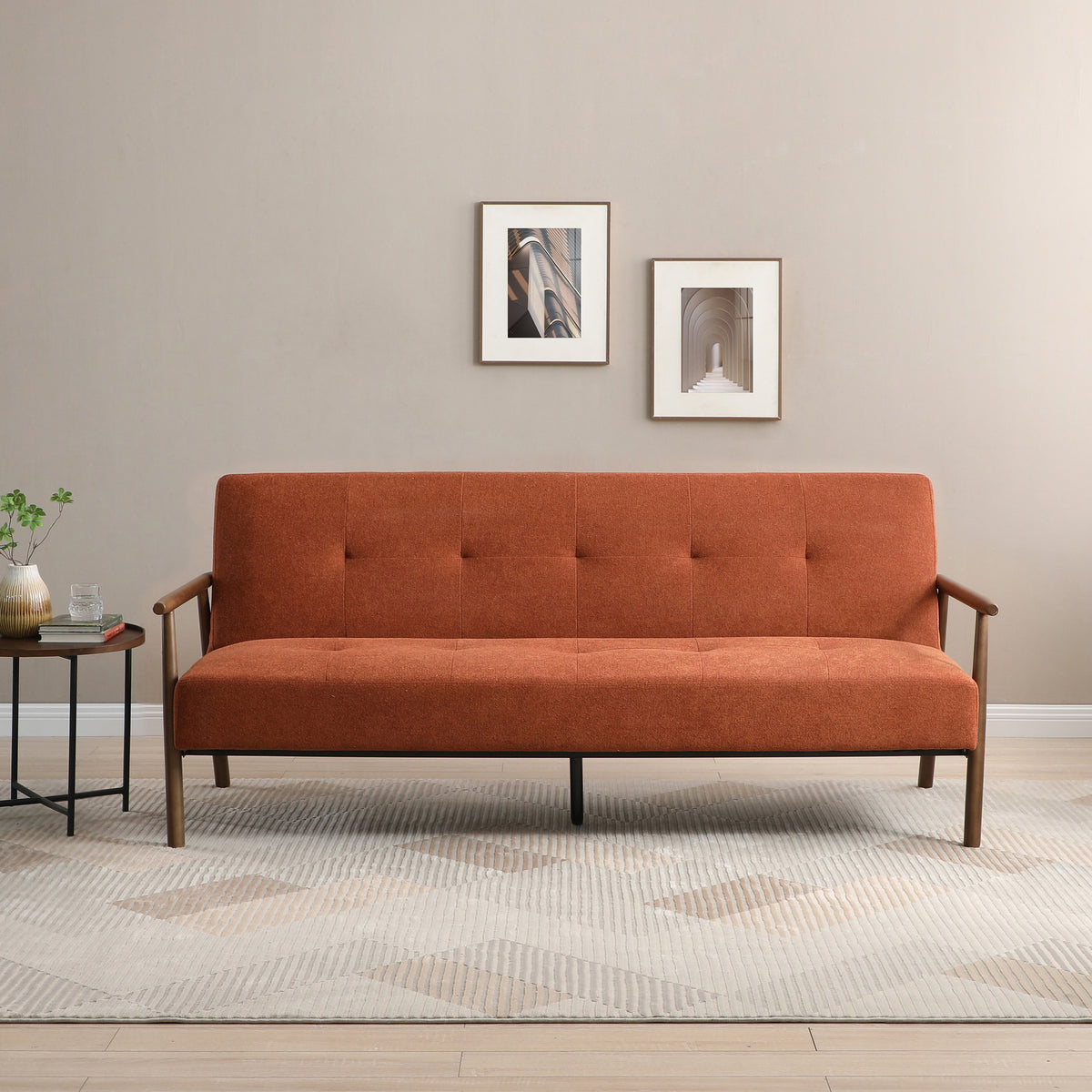 Frazier Button Back Sofa Bed Burnt Orange from Roseland Furniture