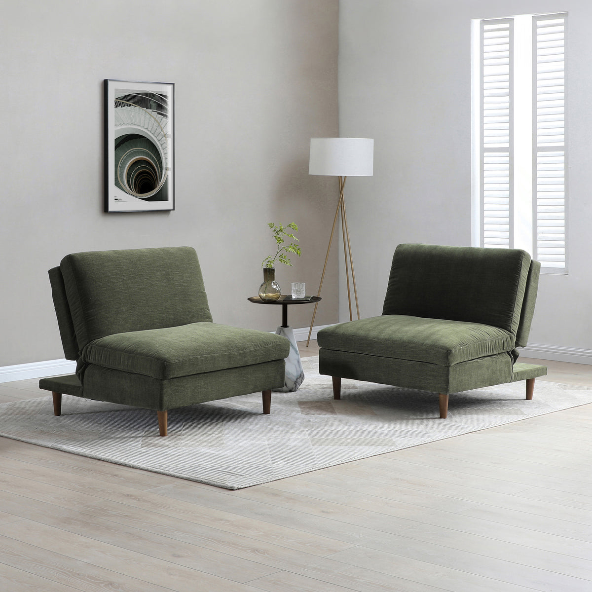 Carrington-chenille-click-clack-green-lounge-chair from Roseland Furniture