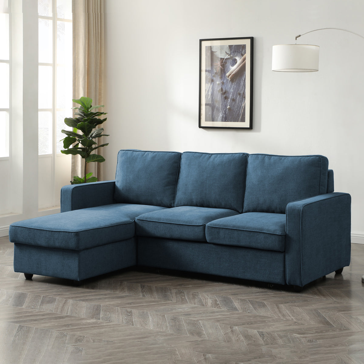 Soldier Blue 3 Seater Corner Chaise Sofa from Roseland Furniture