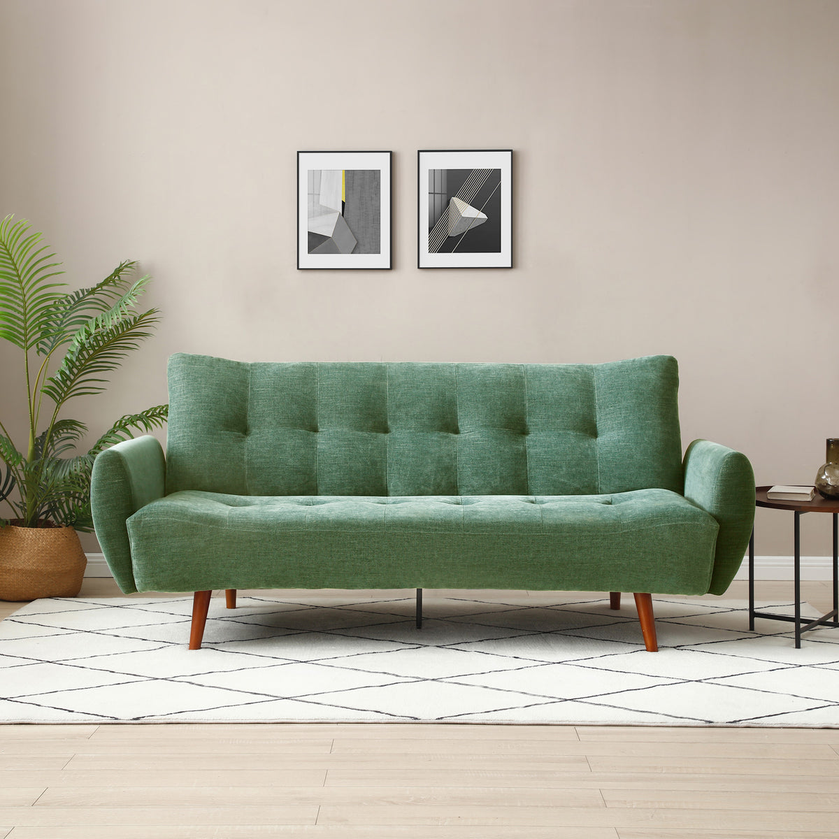 Noah Click Clack Sofa Bed in Olive by Roseland Furniture