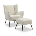 Knox Cream Boucle Accent Chair with Footstool by Roseland Furniture