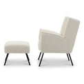 Knox Cream Boucle Accent Chair with Footstool by Roseland Furniture