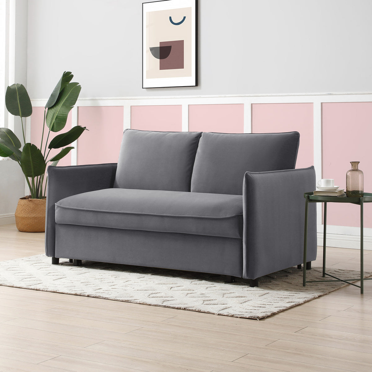 Thalia 2 Seater Velvet Sofa Bed Grey