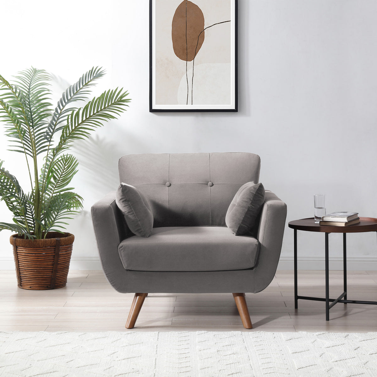 Trom Grey Velvet Armchair by Roseland Furniture