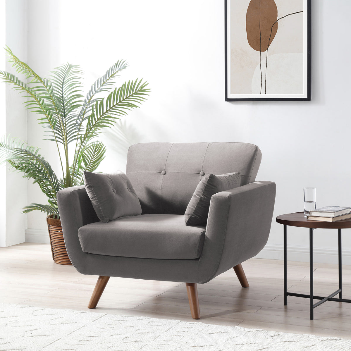 Trom Grey Velvet Armchair by Roseland Furniture