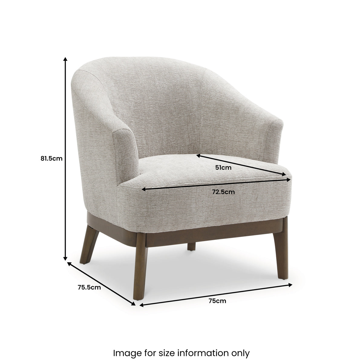 Toira Natural Woven Chenille Chair dimensions
