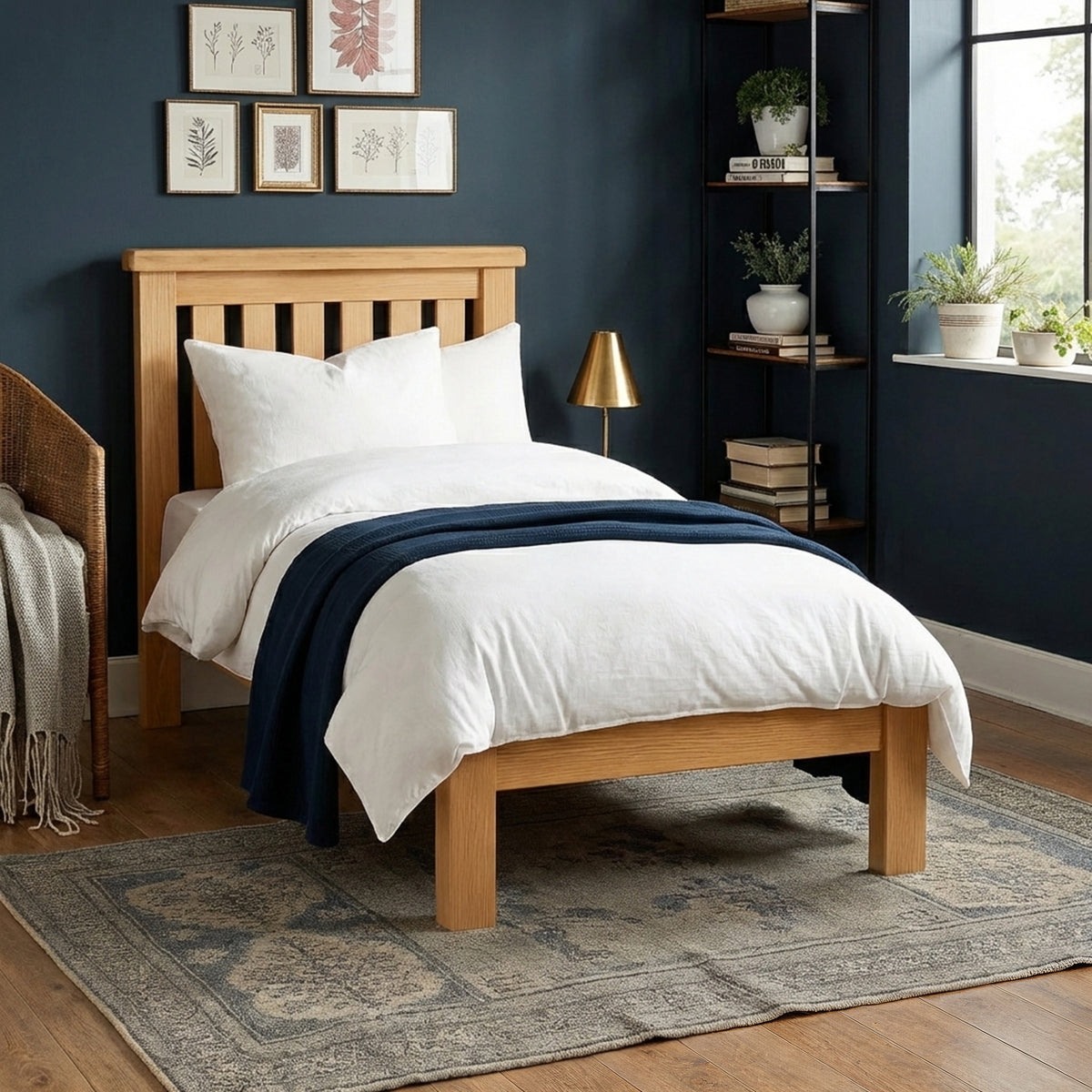 Zelah Oak Low 3ft Bed Frame from Roseland Furniture