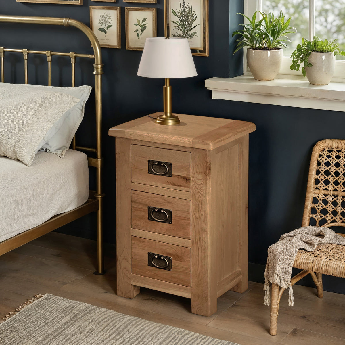 Zelah Oak Bedside Table from Roseland Furniture