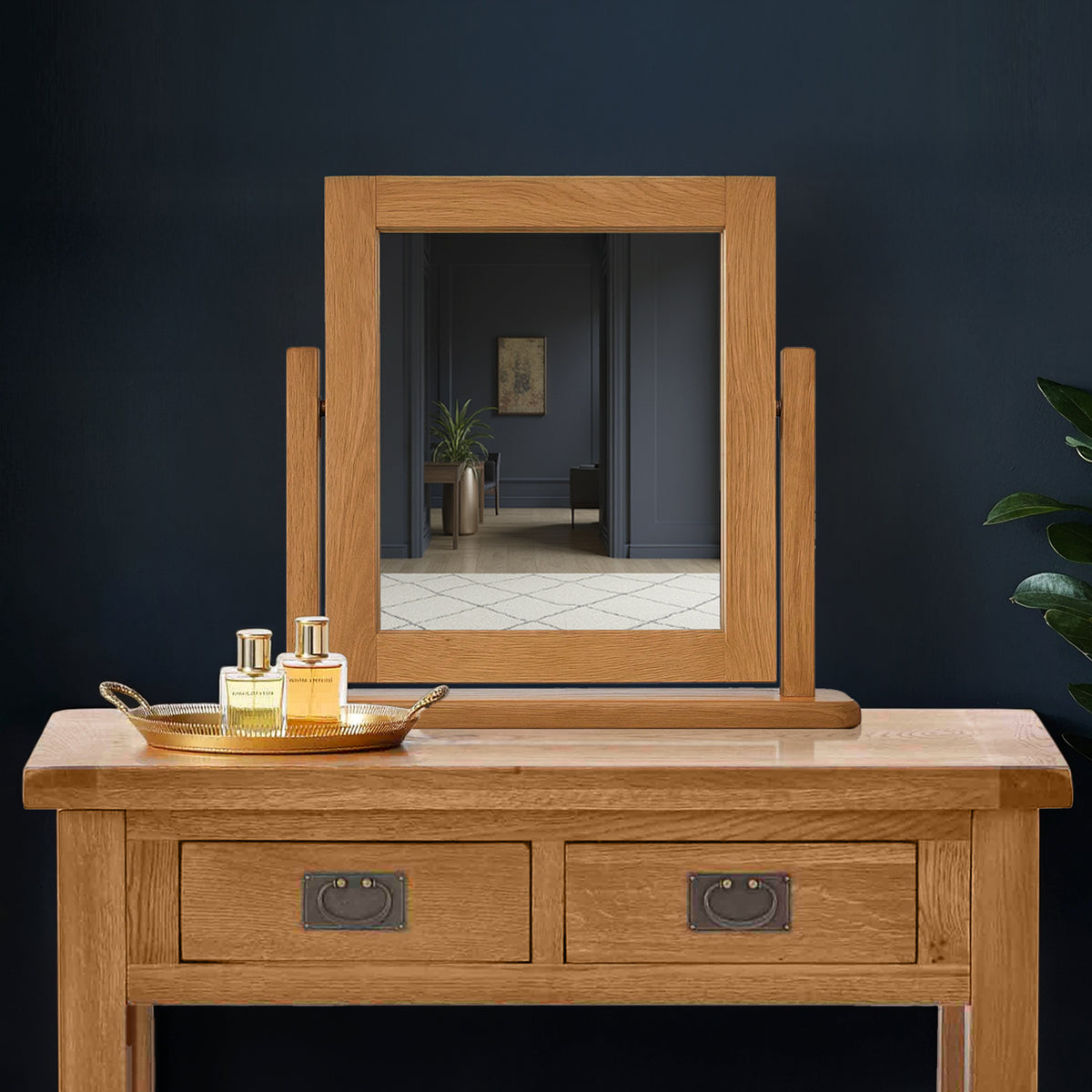 Zelah Oak Vanity Mirror from Roseland Furniture