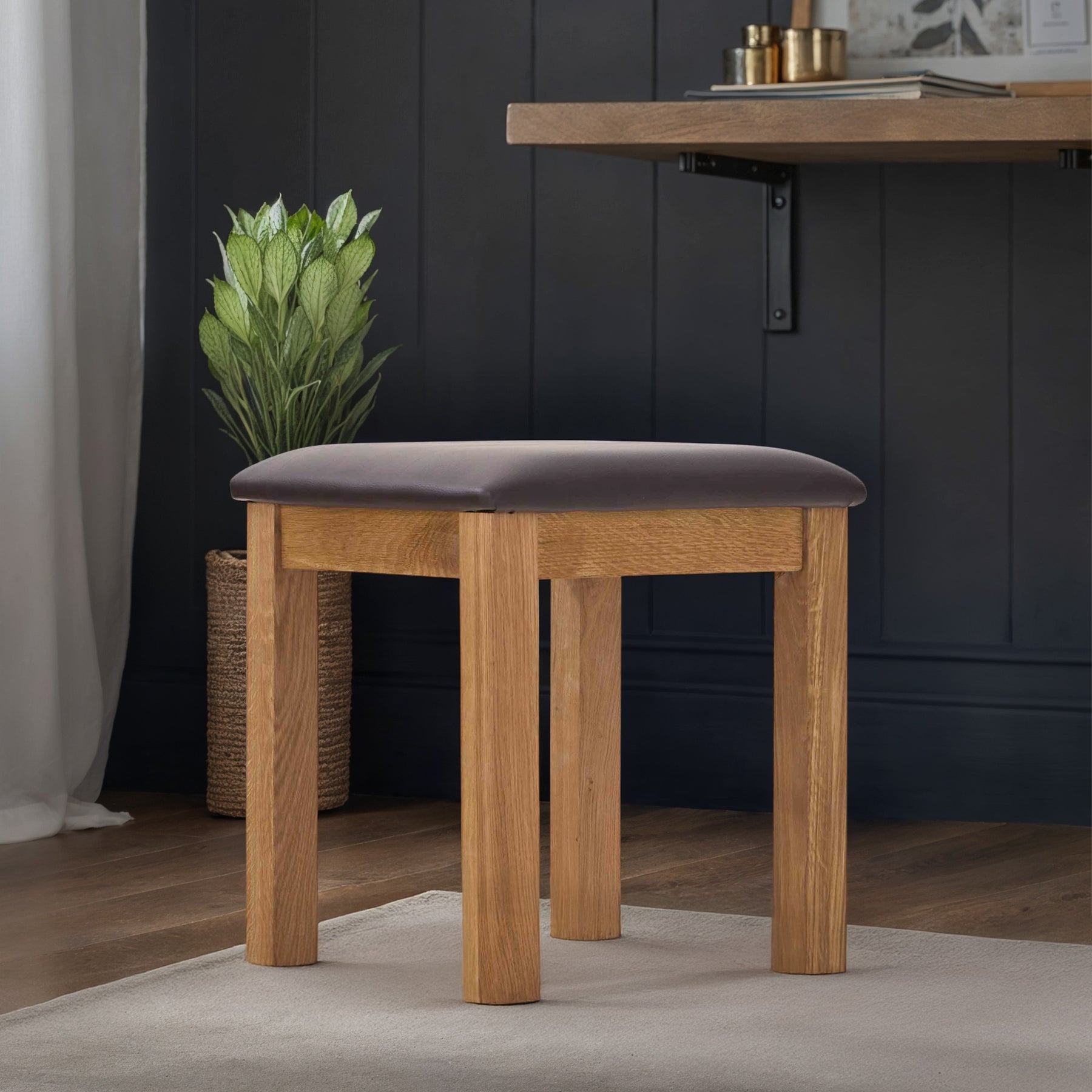 Zelah Oak Stool from Roseland Furniture