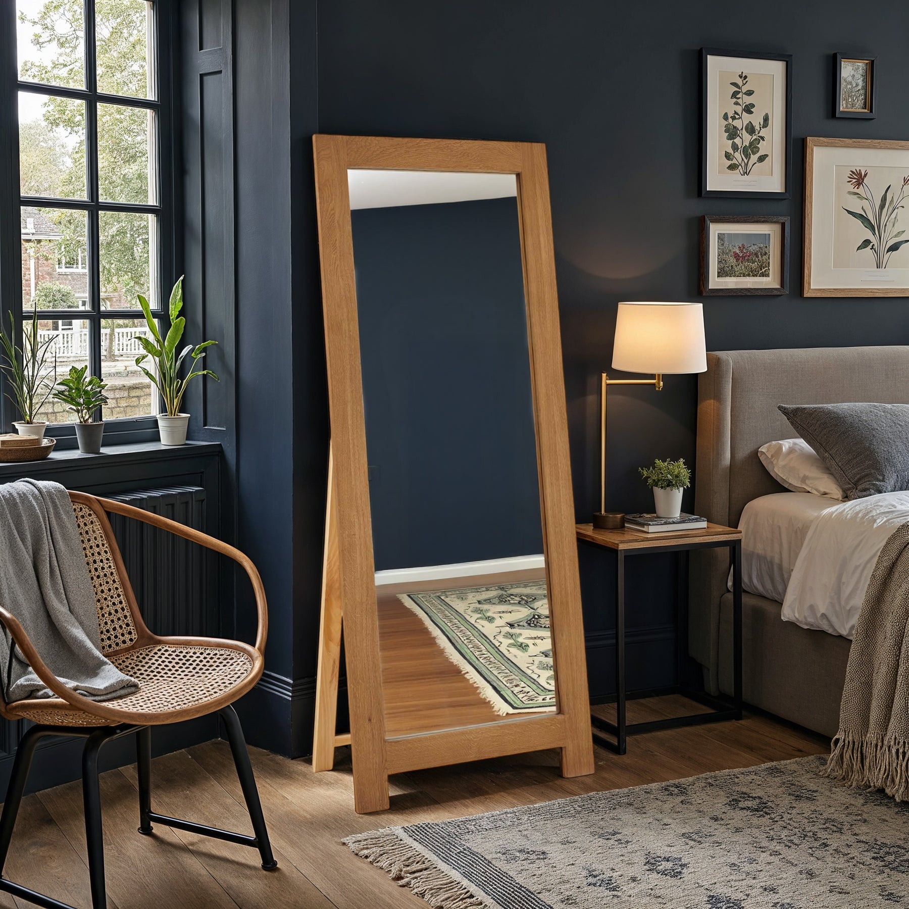 Zelah Oak Cheval Mirror from Roseland Furniture