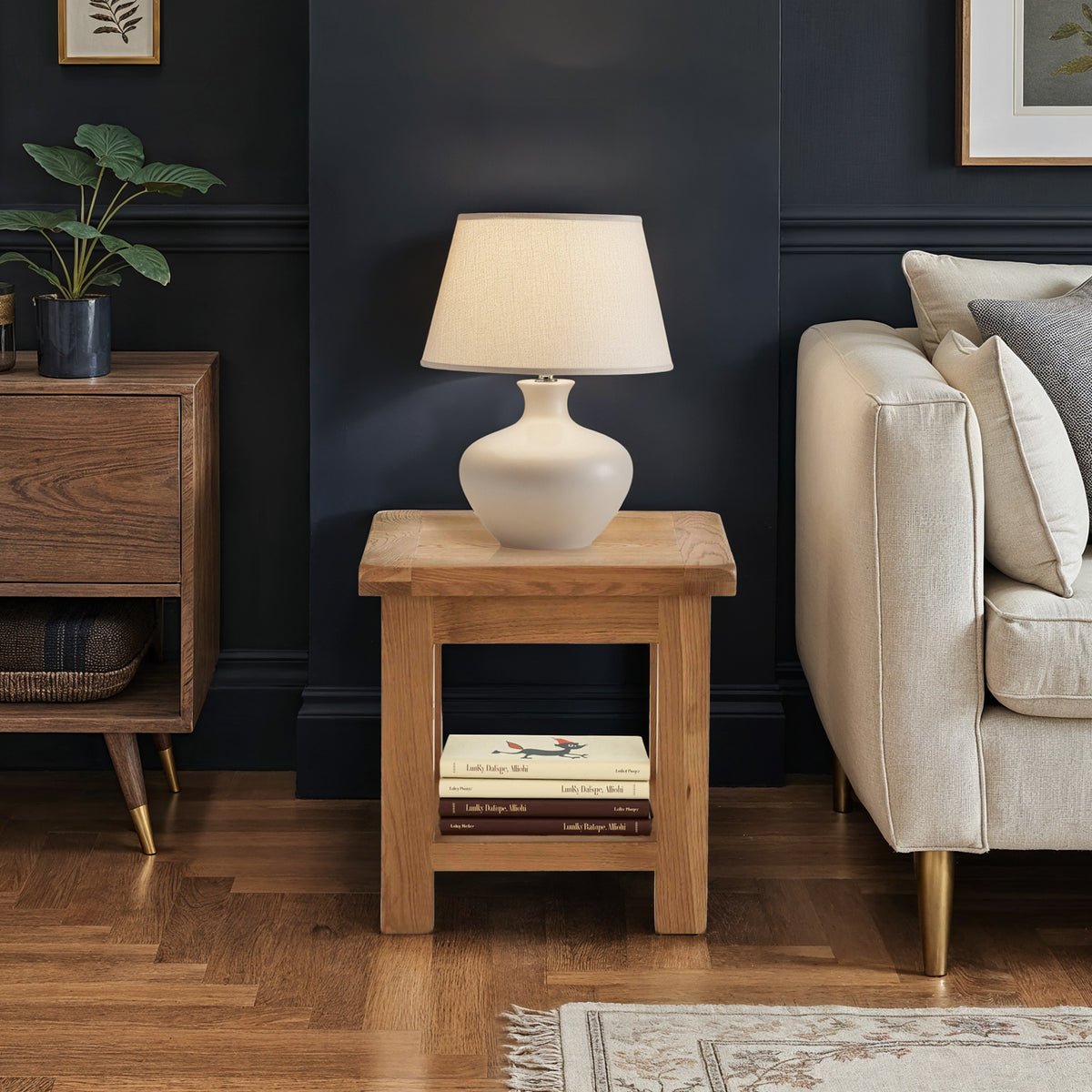 Zelah Oak Lamp Table from Roseland Furniture
