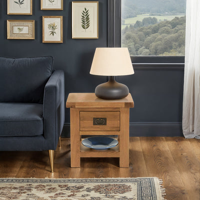 Zelah Oak Lamp Table with Drawer