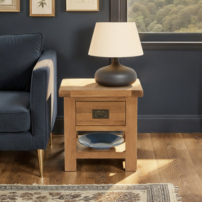 Zelah Oak Lamp Table with Drawer