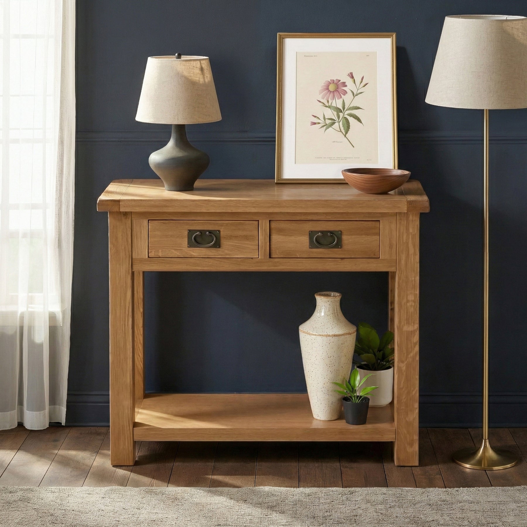 Zelah Oak Console Table by Roseland Furniture