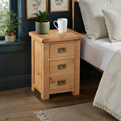 Zelah Oak Wide Bedside Table