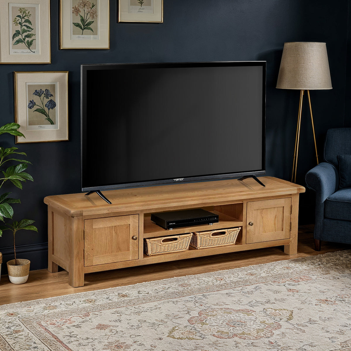 Zelah Oak 180cm TV Stand by Roseland Furniture