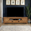 Zelah Oak 200cm TV Stand by Roseland Furniture