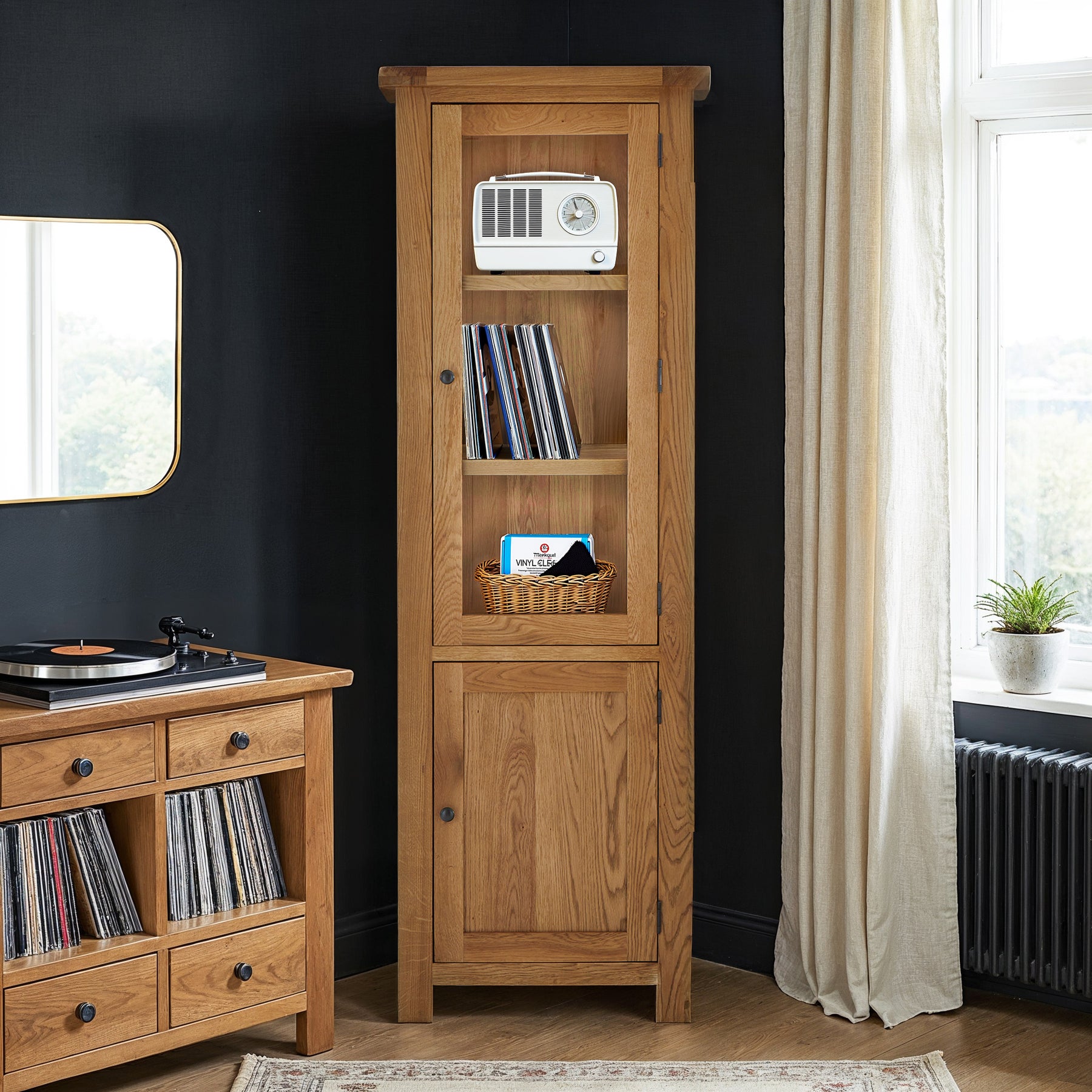 Zelah Oak Corner Display Cabinet from Roseland Furniture