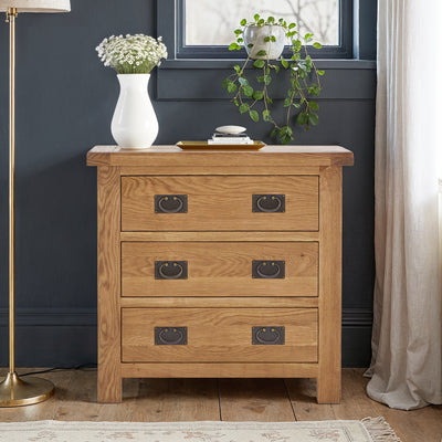 Zelah Oak 3 Drawer Chest