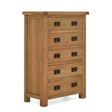 Zelah Oak 5 Drawer Chest from Roseland Furniture