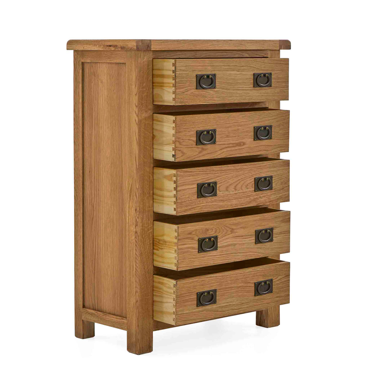 Zelah Oak 5 Drawer Chest from Roseland Furniture
