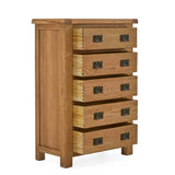 Zelah Oak 5 Drawer Chest from Roseland Furniture