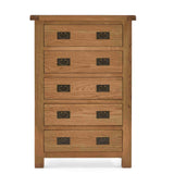 Zelah Oak 5 Drawer Chest from Roseland Furniture