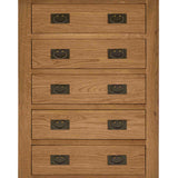 Zelah Oak 5 Drawer Chest from Roseland Furniture