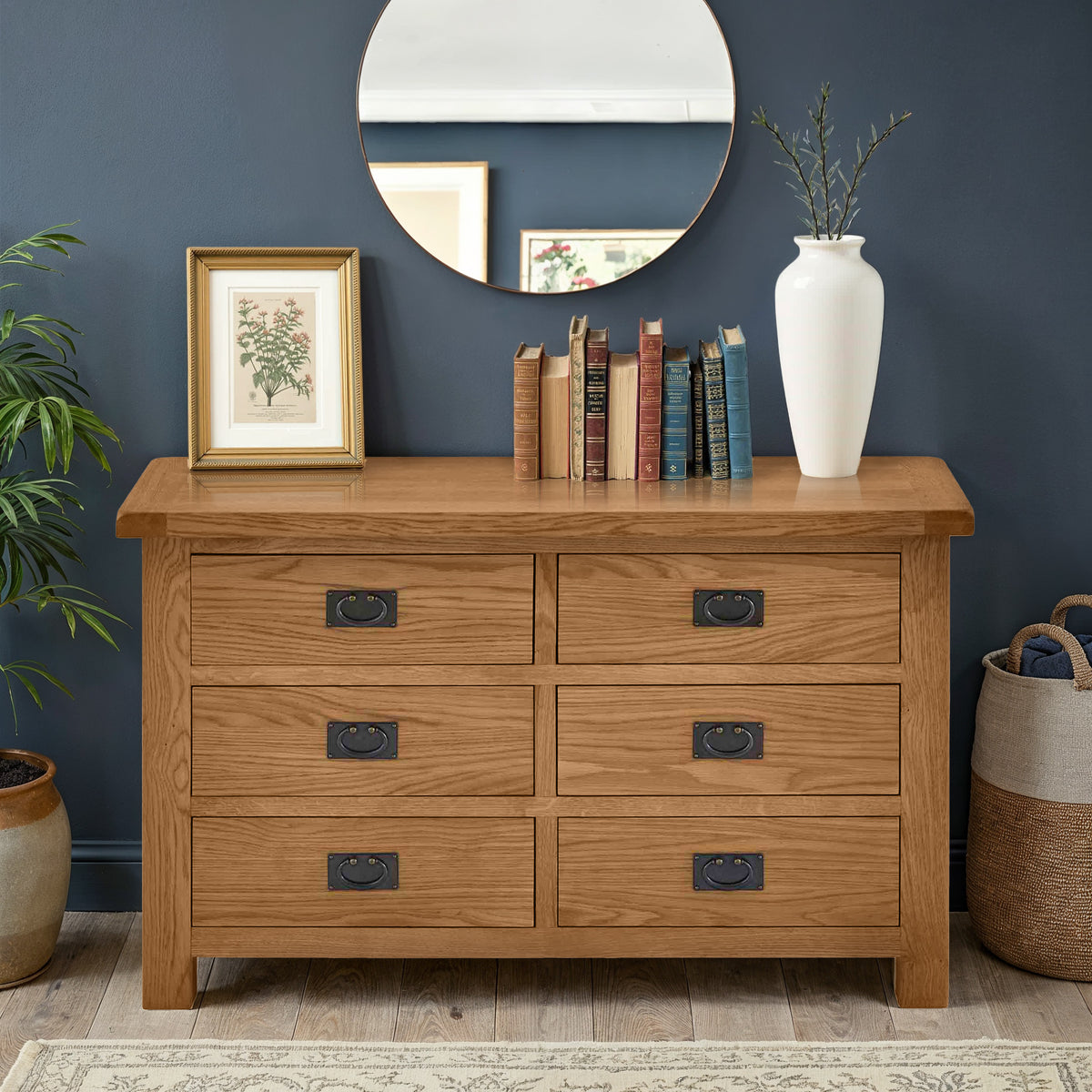 Zelah Oak 3+3 Drawer Chest by Roseland Furniture