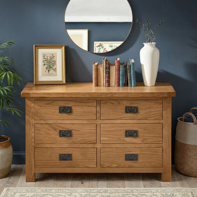 Zelah Oak 3+3 Drawer Chest