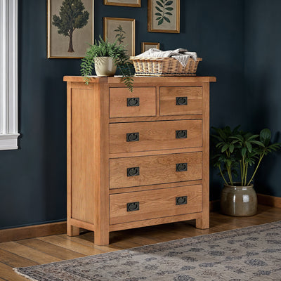Zelah Oak 2 over 3 Drawer Chest