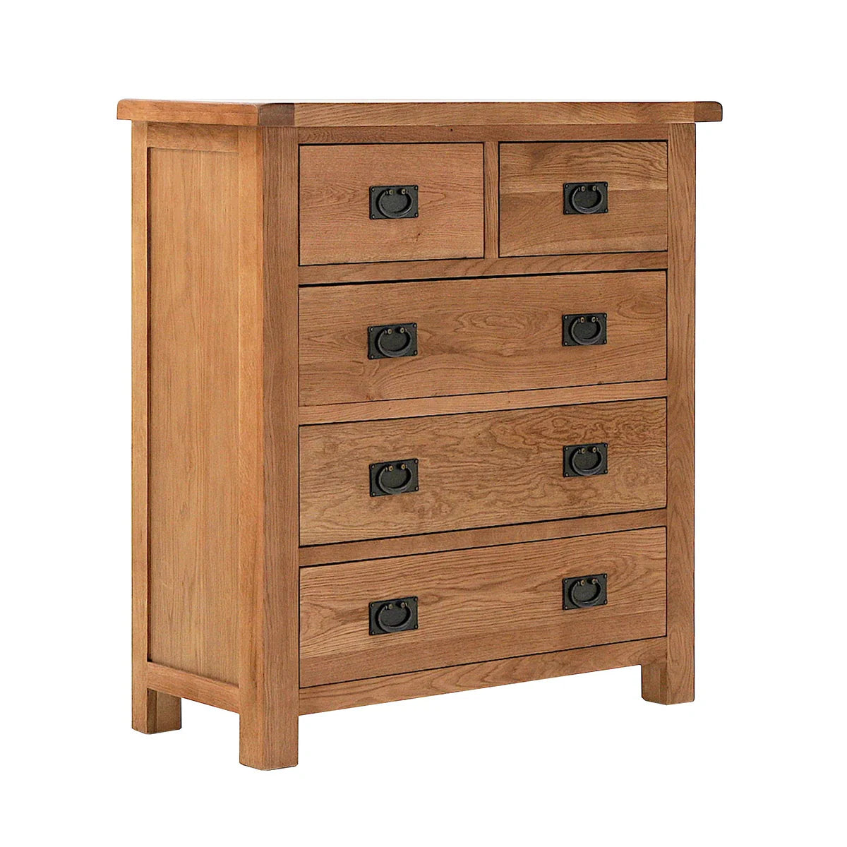 Zelah Oak 2 over 3 Drawer Chest - at an angle