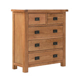 Zelah Oak 2 over 3 Drawer Chest - at an angle