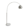 Feliciani Brushed Silver Metal and White Marble Floor Lamp