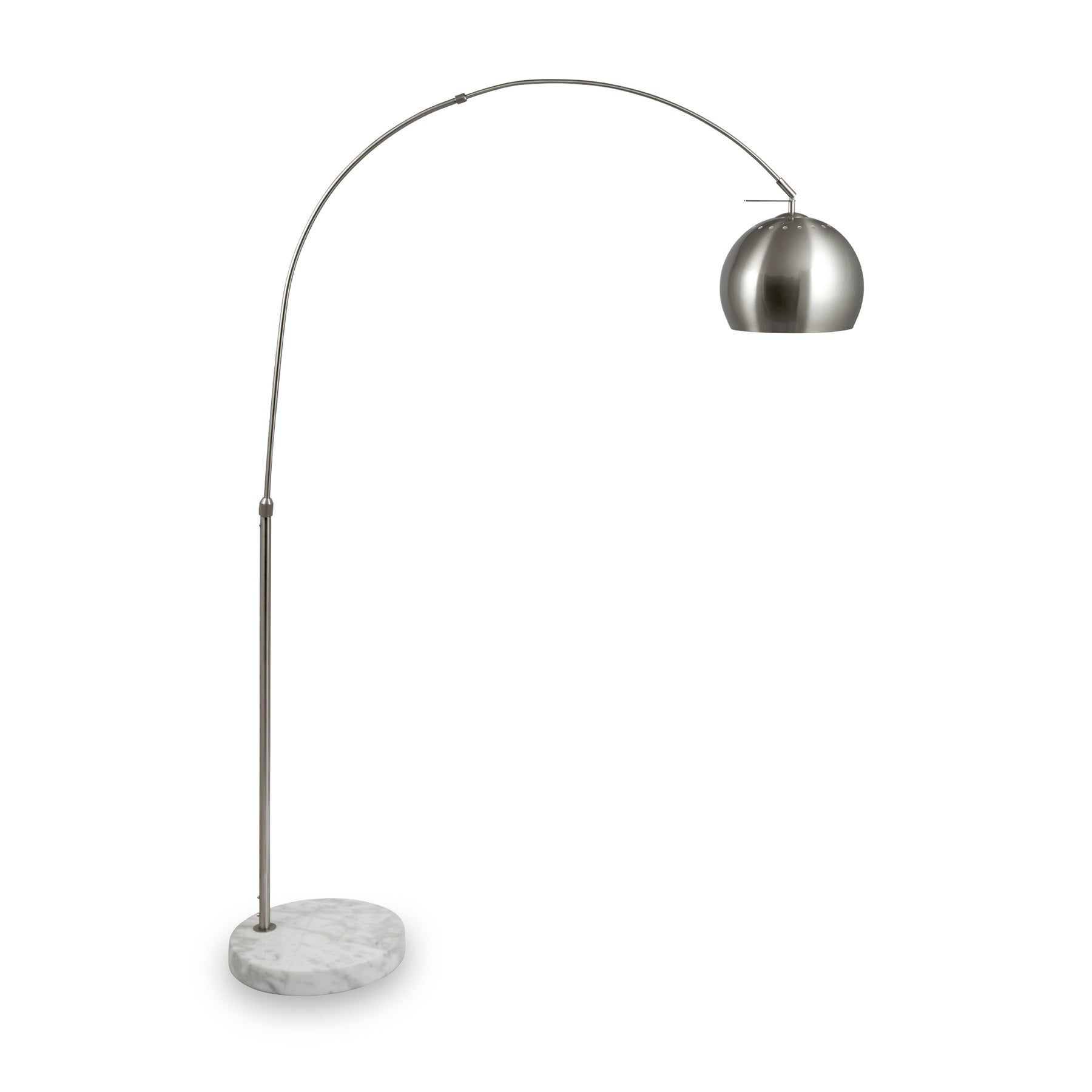 Feliciani Brushed Silver Metal and White Marble Floor Lamp
