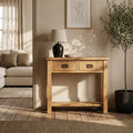 Surrey Oak Console Table against wall from Roseland Furniture
