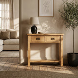 Surrey Oak Console Table against wall from Roseland Furniture