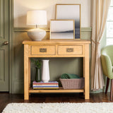 Surrey Oak Console Table against wall from Roseland Furniture