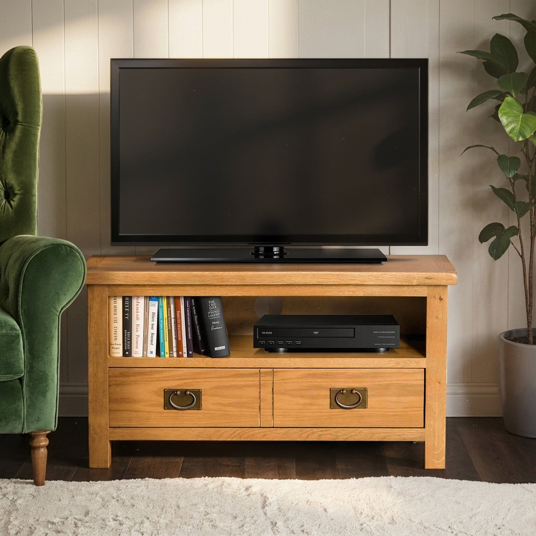 Surrey Oak 90cm TV Stand for living room from Roseland Furniture